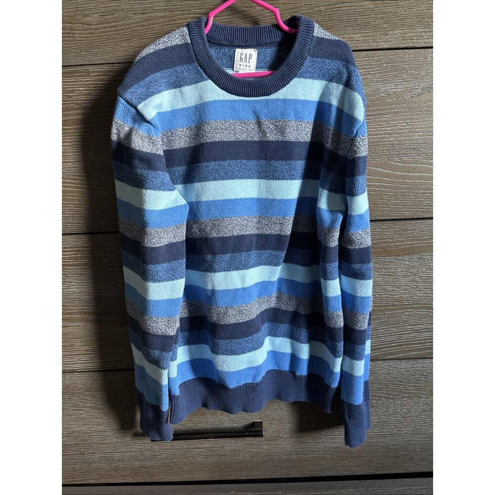 Gap Kids Boys Blue Crew Neck  Striped Sweater Size XXL
